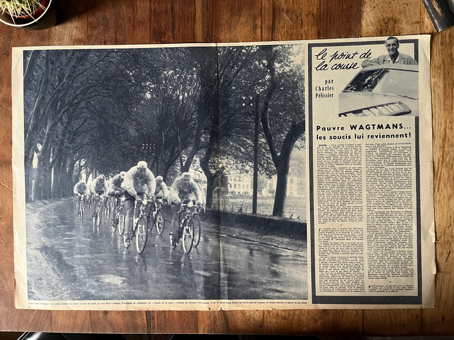 Vintage Tour de France cycling print Brest-Nantes c1958