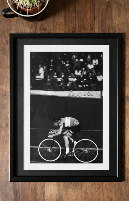 Vintage cycling poster 1957 Track / Pista Jacques Anquetil