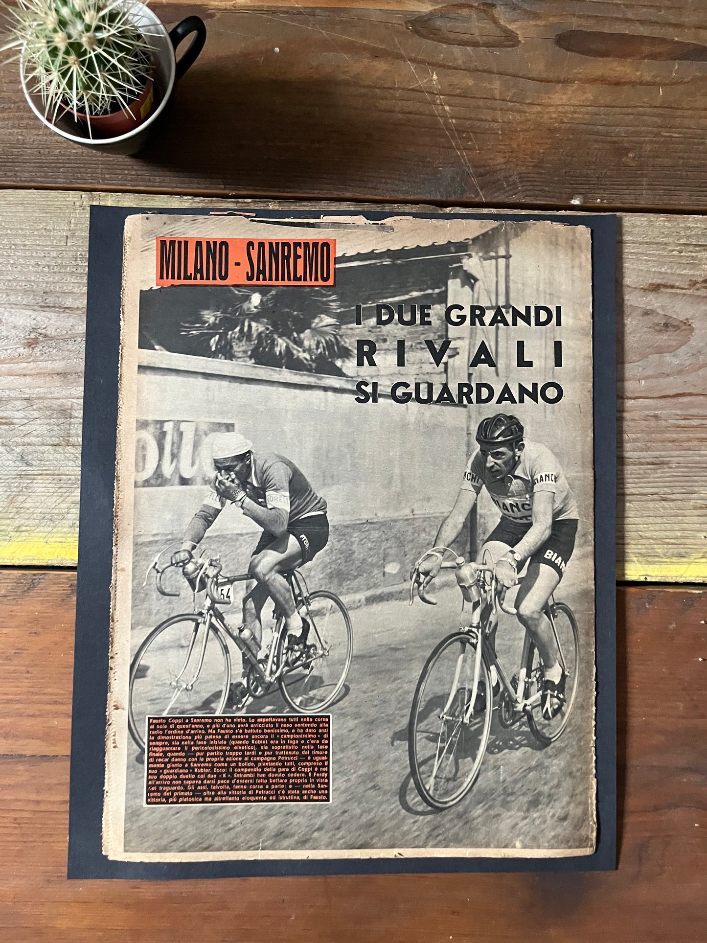 Vintage Cycling Print - Fausto Coppi 1953 Milan San Remo