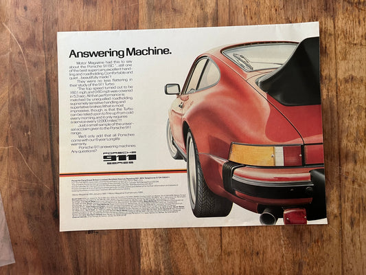 Vintage Porsche 911 Turbo advertising print 1979