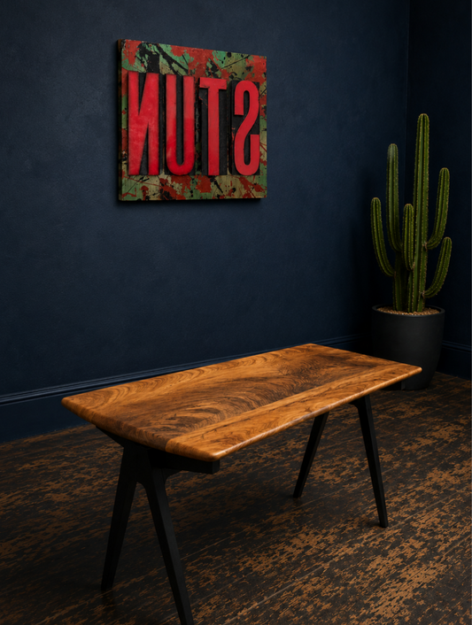 1950s James Leonard ESA side Table with reclaimed elm top