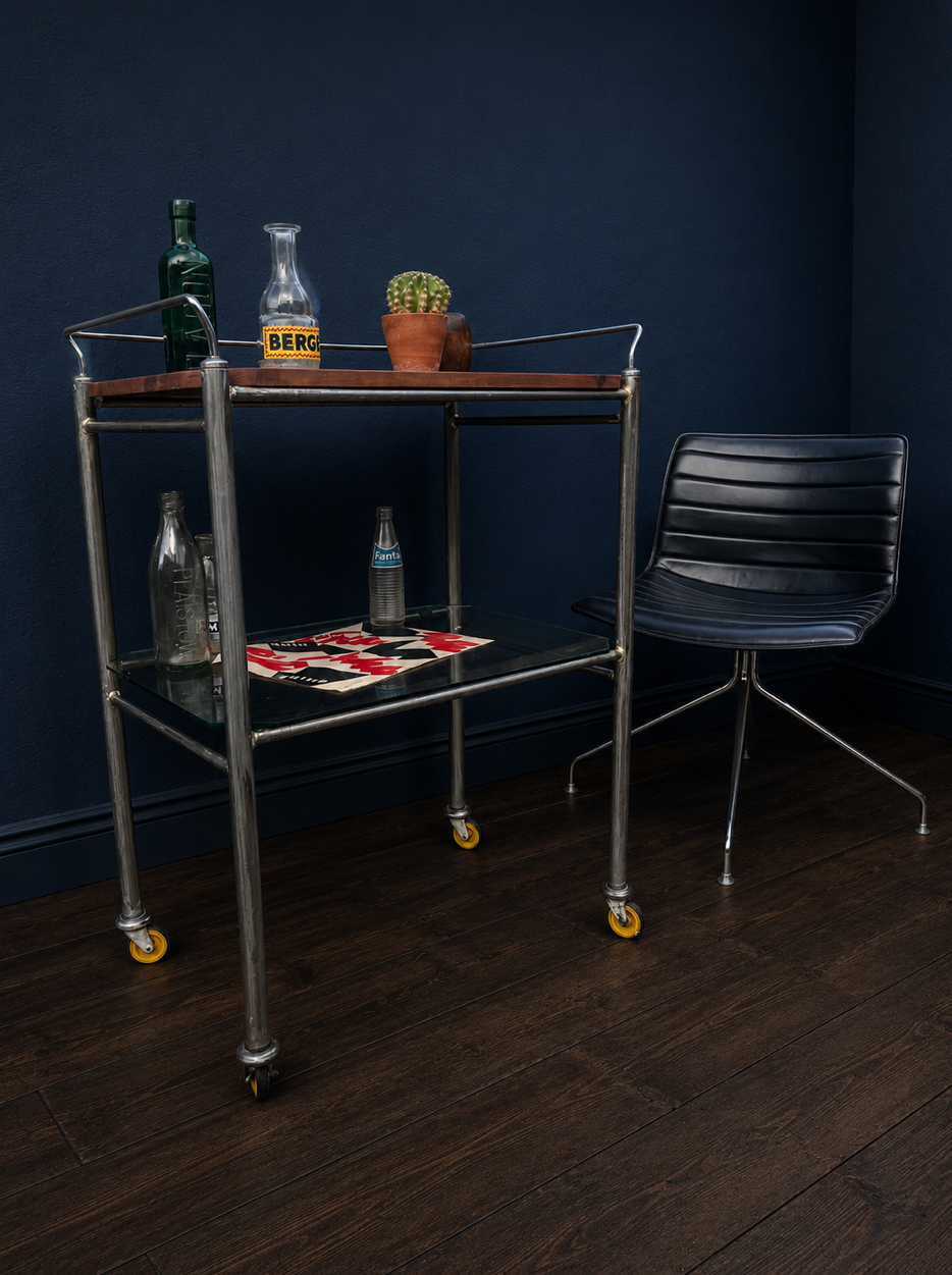 1950s medical trolley stripped metal