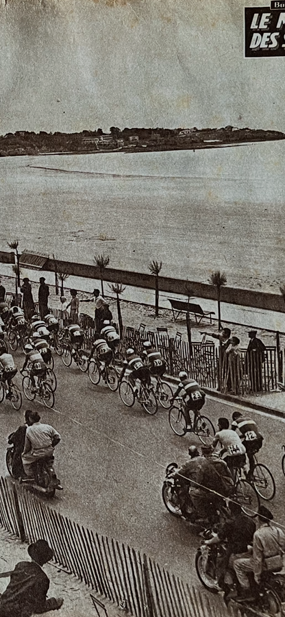 Vintage Tour de France cycling print Royan - Bordeaux 1958