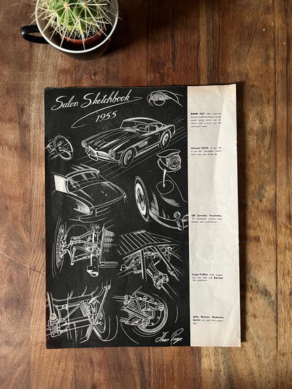 Vintage 1955 Paris salon print. Citroen bmw Alfa Romeo