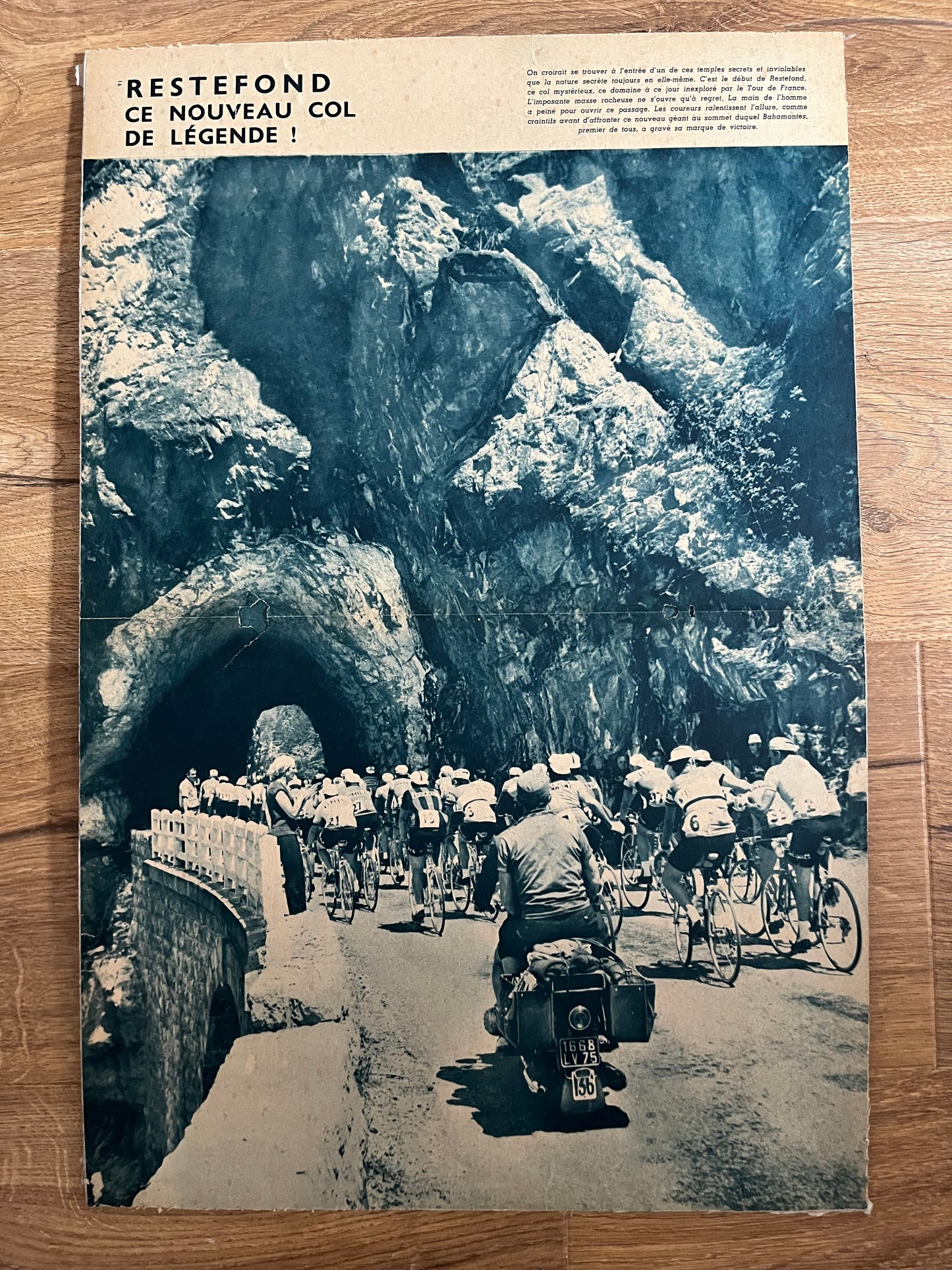 Vintage Tour de France cycling print - Restefond pass