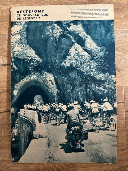Vintage Tour de France cycling print - Restefond pass