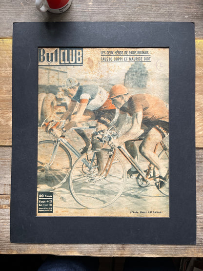 Fausto Coppi Marcel bidot Bianchi Paris Roubaix original vintage cycling print 1950