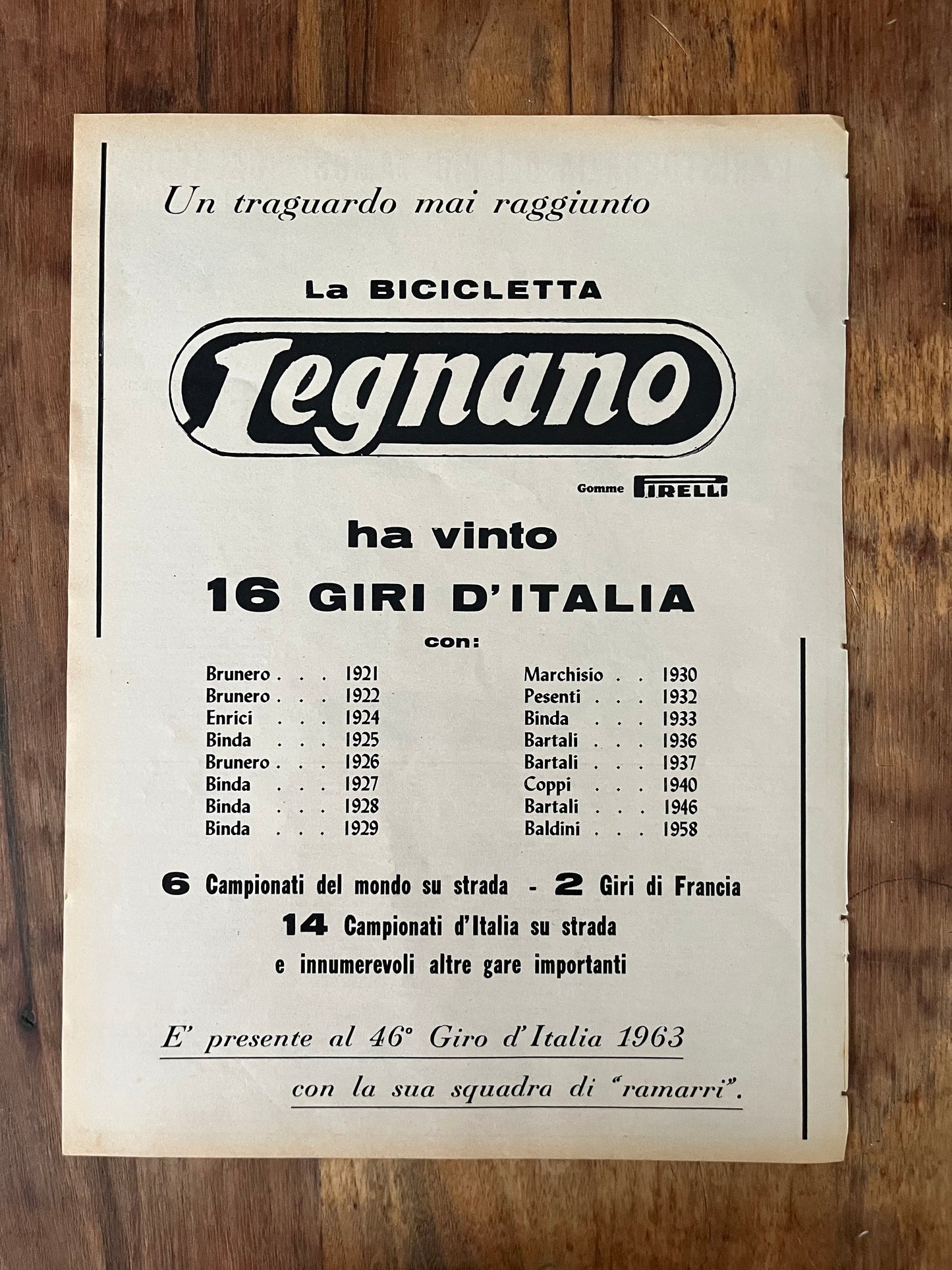 Giro d'italia Legnano Magazine original artwork 1963