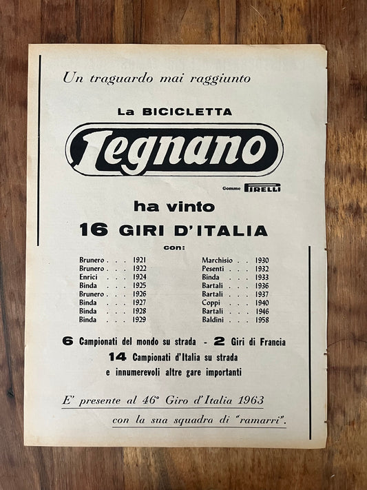 Giro d'italia Legnano Magazine original artwork 1963
