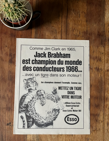 Vintage Esso 1966 advertising print Jack Brabham