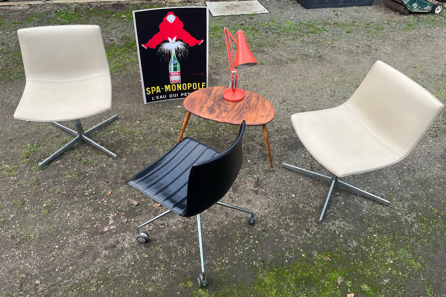 ARPER CATIFA 60 SWIVEL CHAIR STUDIO / OFFICE - CREAM LEATHER - PAIR