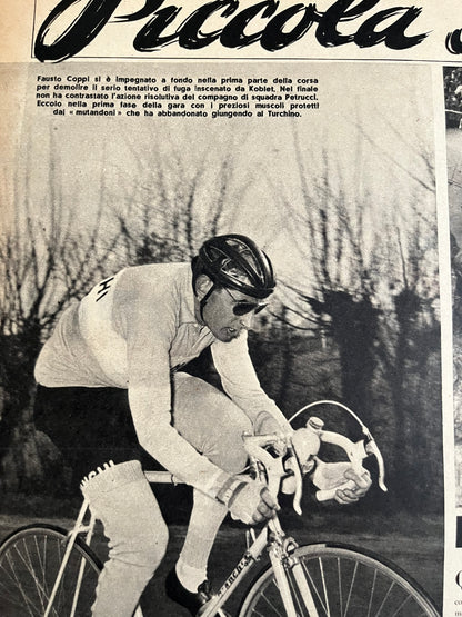 Vintage Cycling Print - 1953 Milan San Remo Fausto Coppi