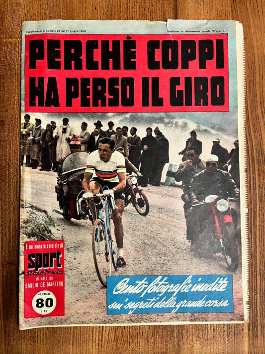 Vintage Cycling Print - Fausto Coppi, Bianchi Original , 1954