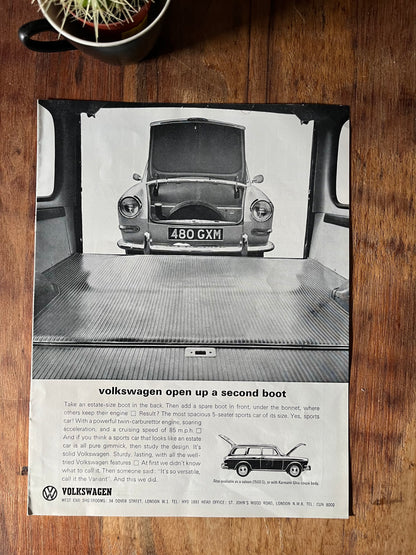 Vintage VW Volkswagen Type 3 Variant advertisement - 1962