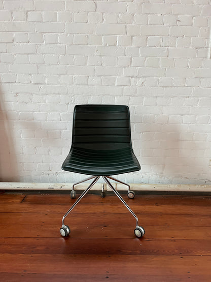 ARPER CATIFA 46 STUDIO / OFFICE CHAIR DARK GREEN LEATHER