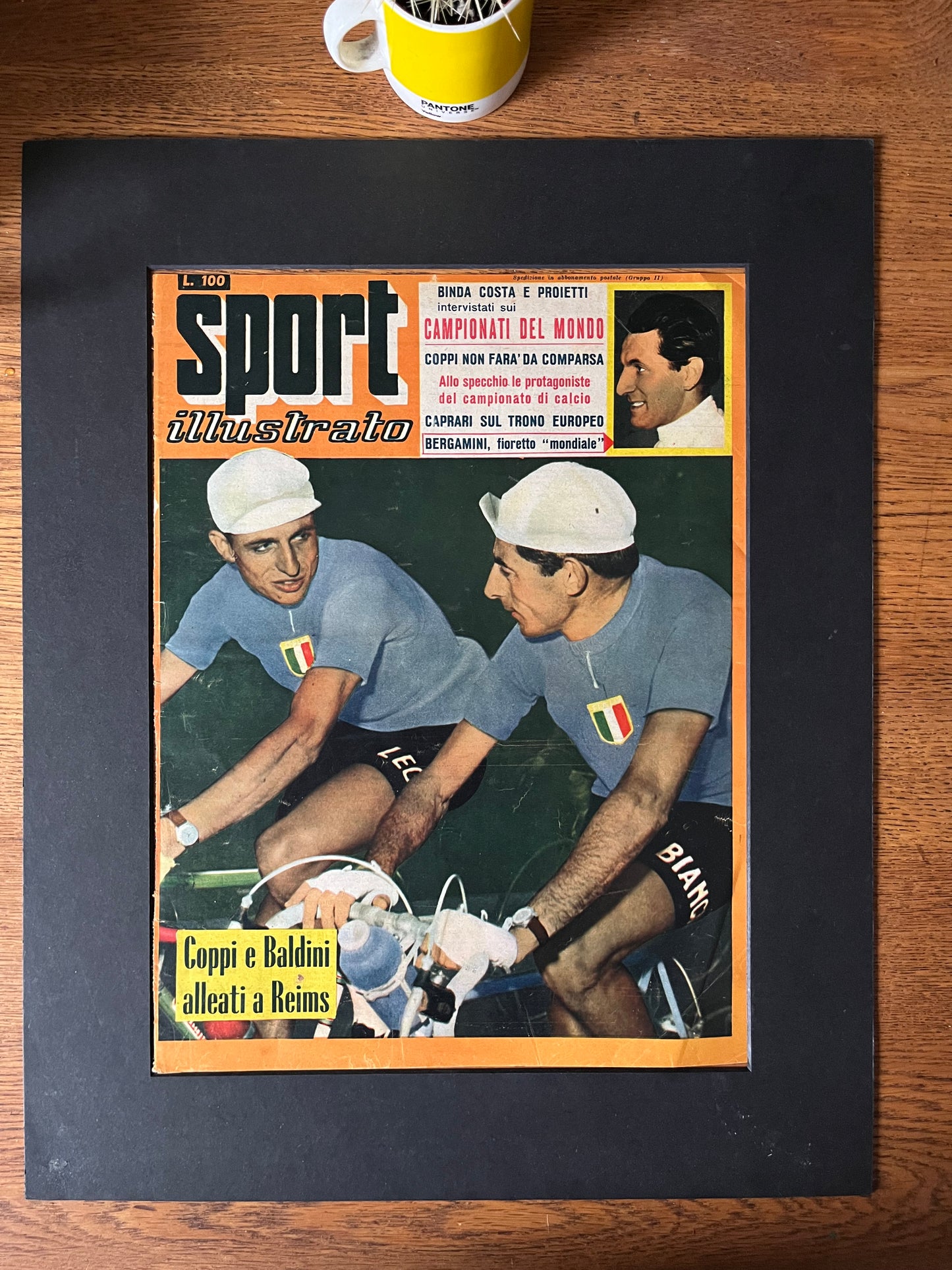 Vintage Cycling Print - Fausto Coppi Ercole Baldini 1957 Trofeo Baracchi