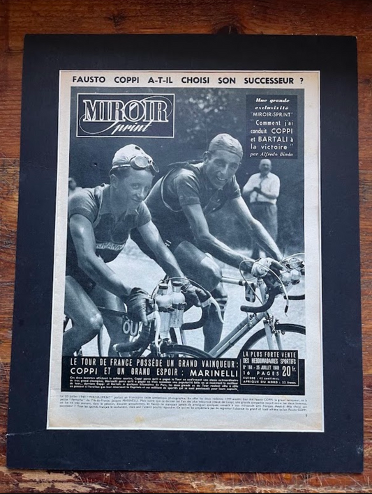 Vintage Tour de France Cycling Print - Original, 1949 Jacques Marinelli Fausto Coppi