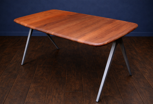1950s James Leonard ESA side Table with reclaimed elm top