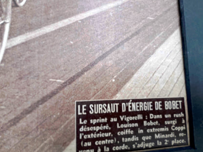 Fausto Coppi / Louison Bobet  vintage cycling print 1951 le sprint au Vigorelli