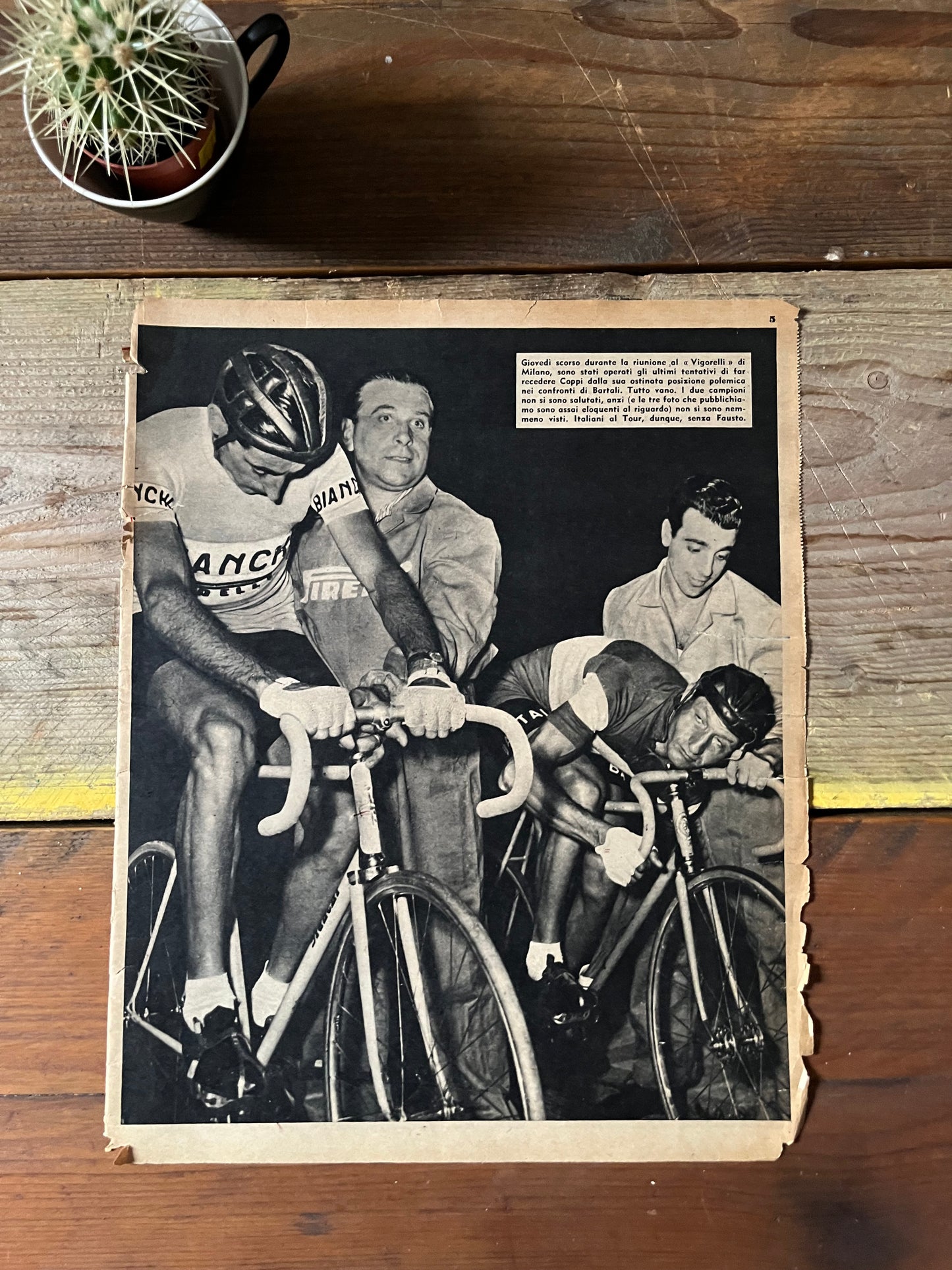 Vintage Cycling Print - Fausto Coppi Gino Bartali 1953 Pista