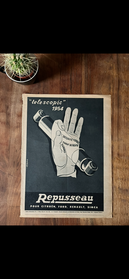 Vintage french 1954 “Repusseau” car advertisement