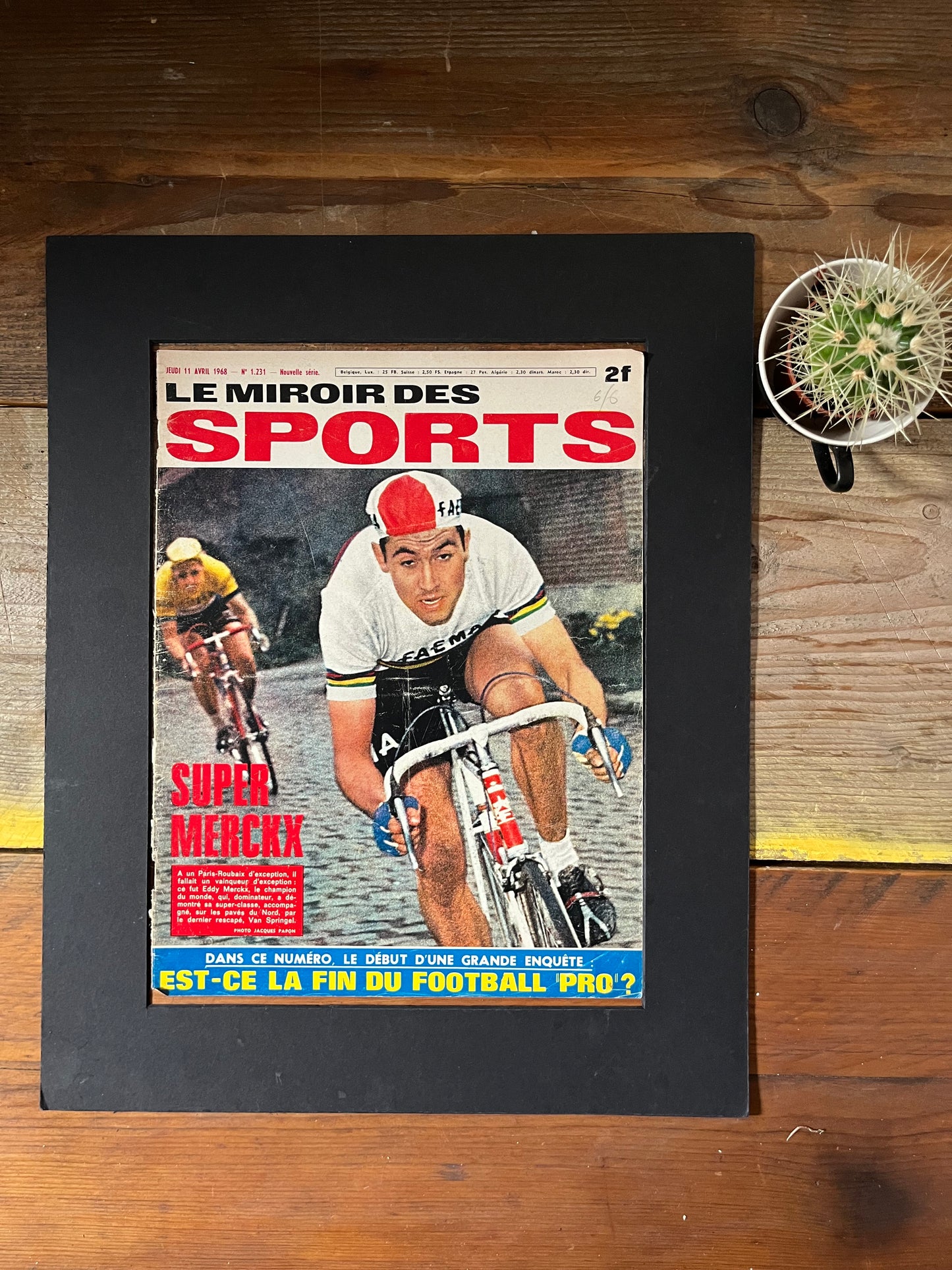 Eddy Merckx vintage cycling print 1968 Faema