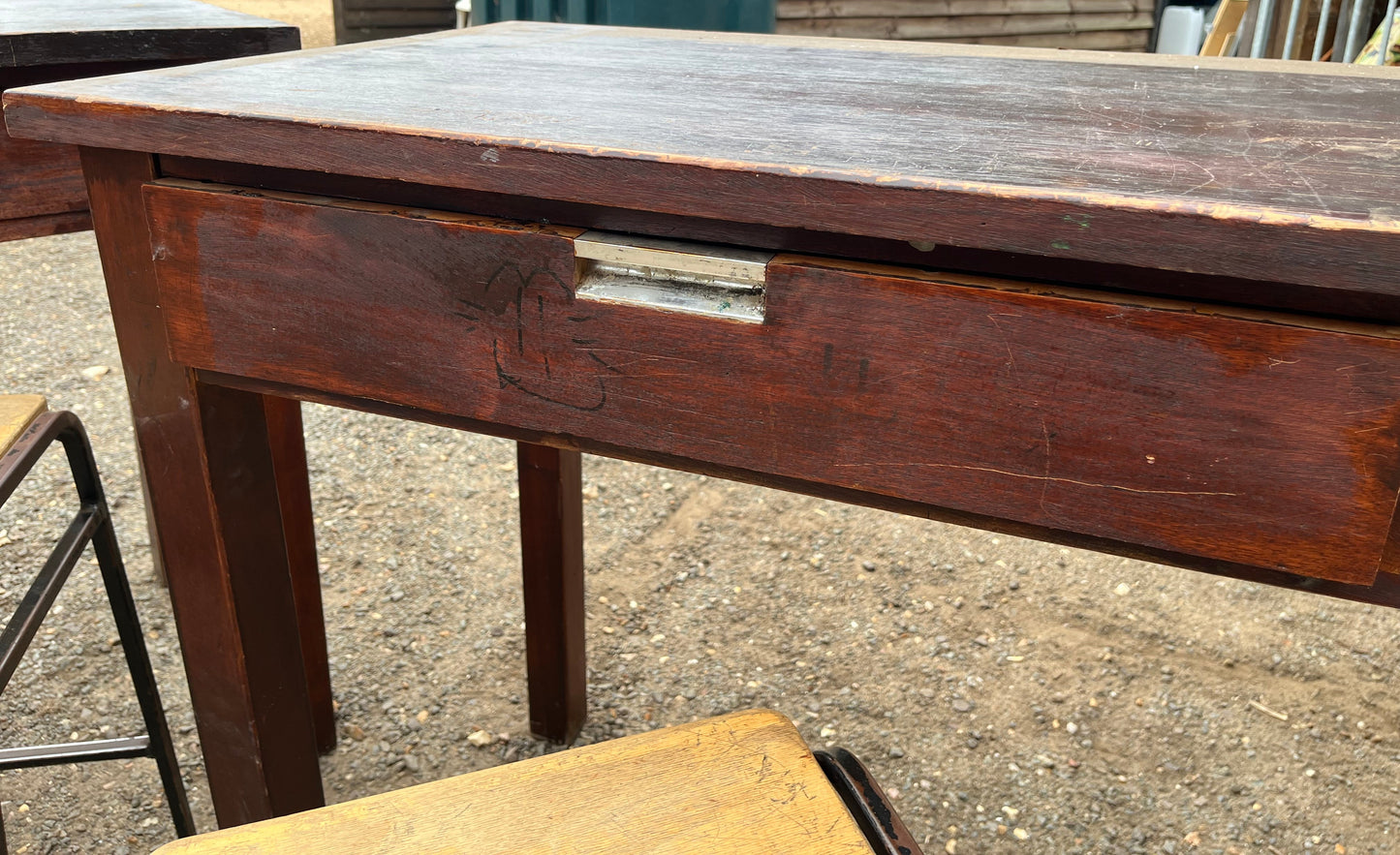 Iroko science lab table / desk from Smithdon school brutalist design c1954