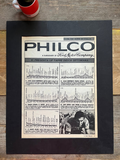 Philco Giro d'italia advertisement 1963