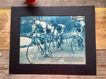Vintage Cycling Print - Tour de France, Baldini/Anglade, Original 1950s