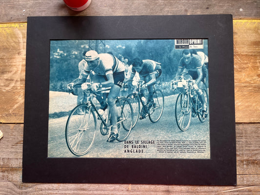 Vintage Cycling Print - Tour de France, Baldini/Anglade, Original 1950s