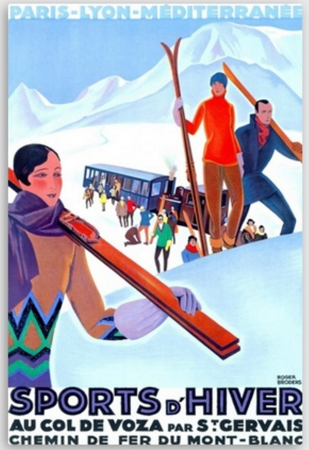 Vintage ski resort poster - Sports D’hiver au col do Voza - Mont Blanc