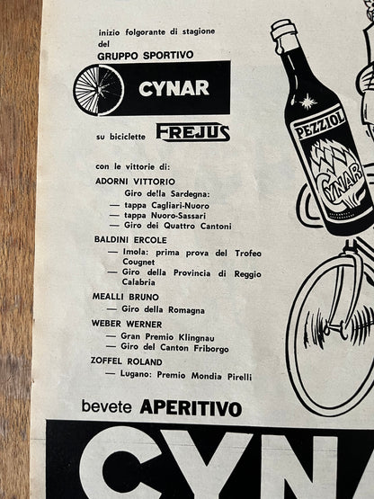 Cynar aperitvo Giro d'italia advertisement 1963