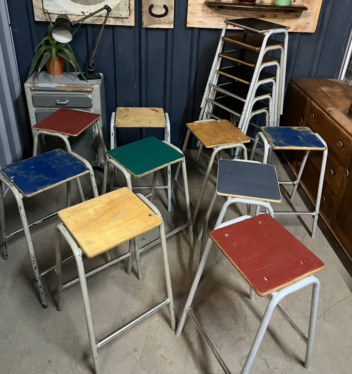 Vintage school Stacking lab stools – Vintage Haus Interior