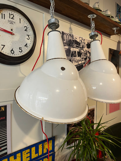 Vintage Parabolic  Factory Lamp Shades - Benjamin 1930s/40s large 43cm diameter (PAIR)