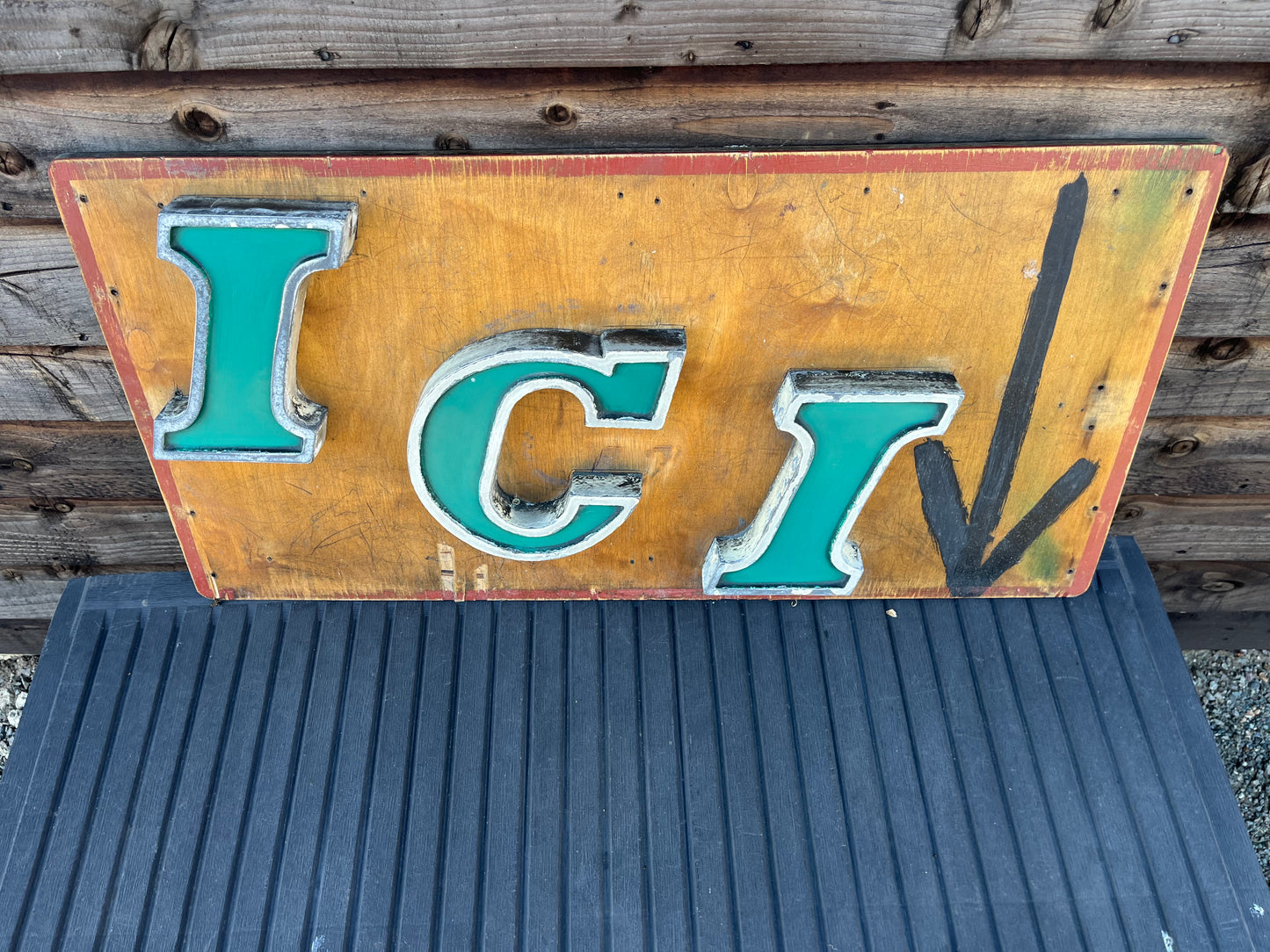 “Ici” reclaimed shop lettering custom sign