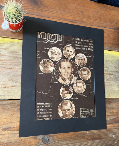 Vintage Tour de France Cycling Print - Original, 1949 Coppi Bartali Bobet