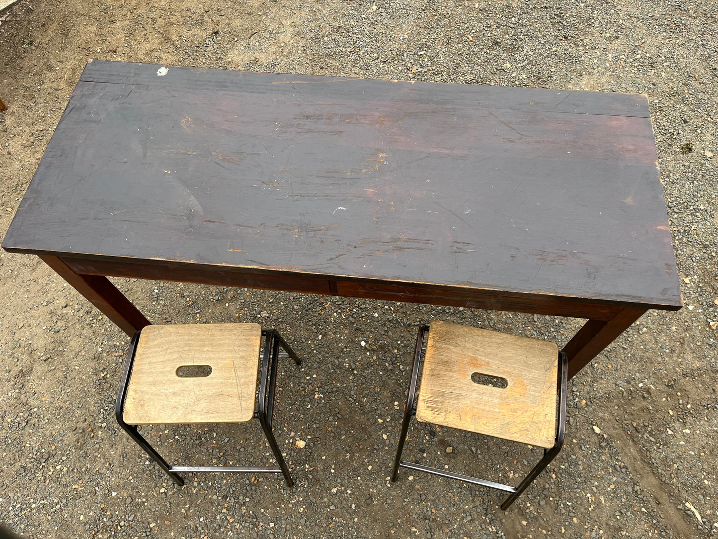 Iroko science lab table / desk from Smithdon school brutalist design c1954
