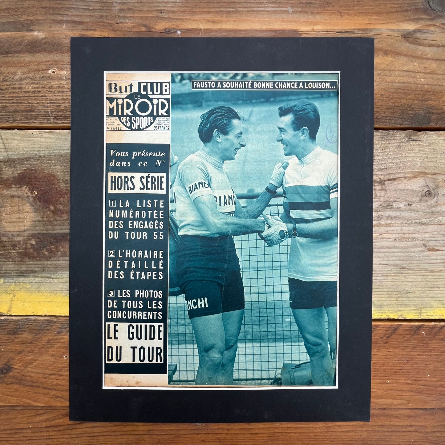 Fausto Coppi / Louison Bobet  original vintage cycling print 1955