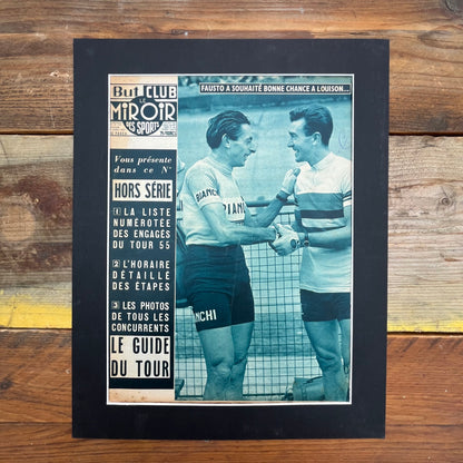Fausto Coppi / Louison Bobet  original vintage cycling print 1955