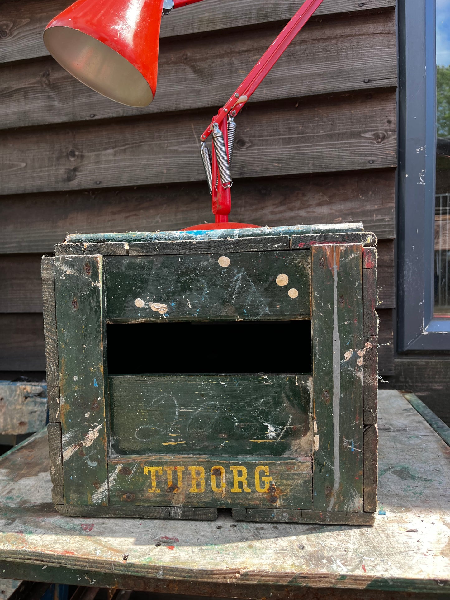 Tuborg Danish beer crate with lid c1950s
