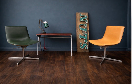 ARPER CATIFA 60 SWIVEL CHAIR STUDIO / OFFICE - GREEN / TAN LEATHER -