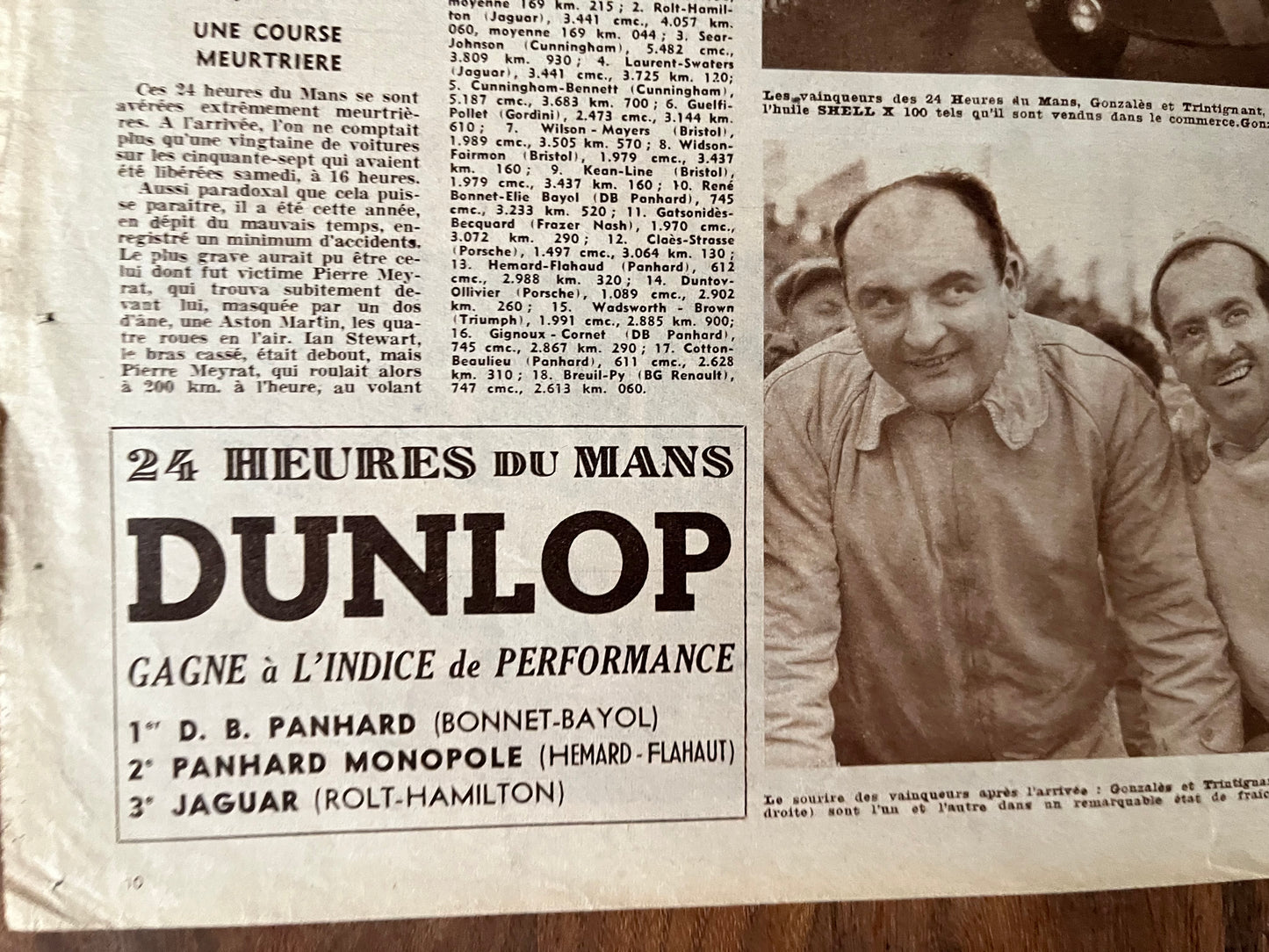 Le Mans Vintage motor racing magazine print original c1954