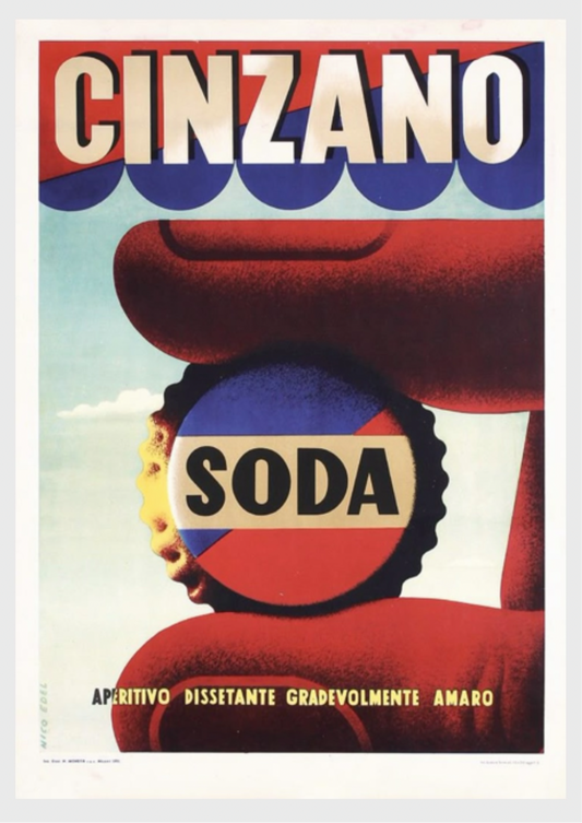Cinzano Soda vintage poster 1950s