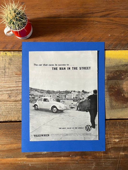 Vintage VW Volkswagen Beetle advertising print - 1960s