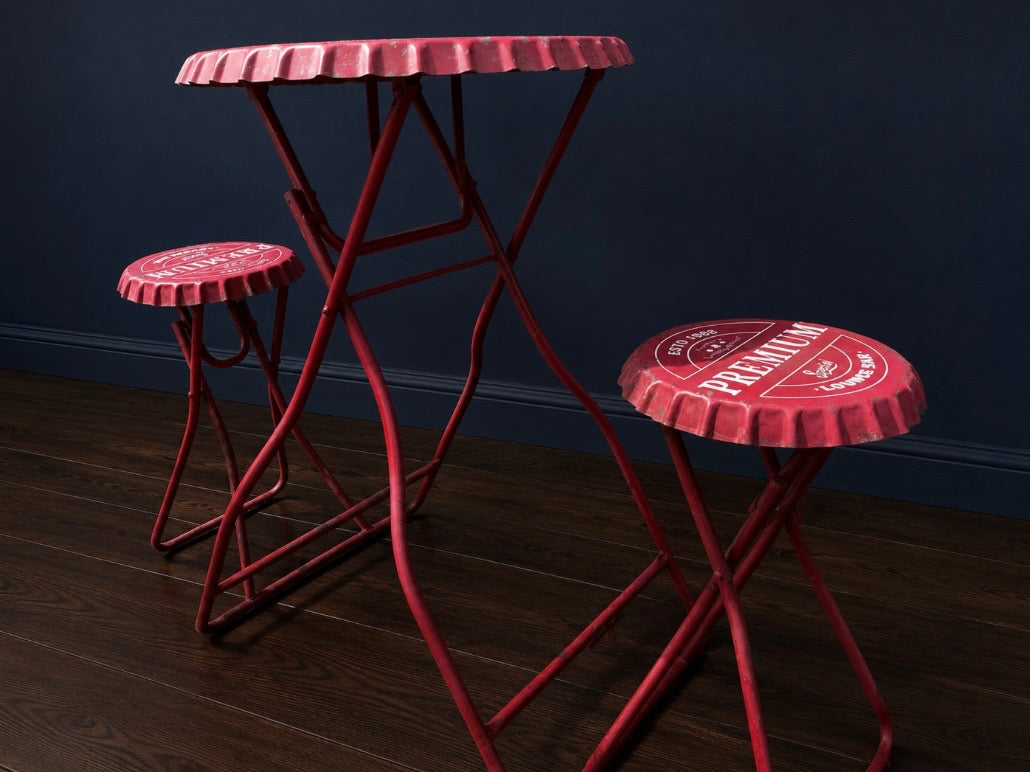 Vintage bottle top bar chair and table set