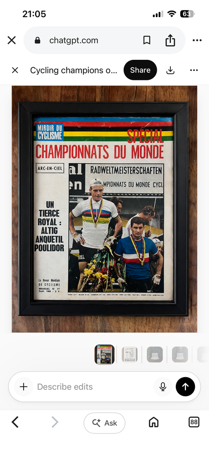 Vintage Tour de France cycling print c1966