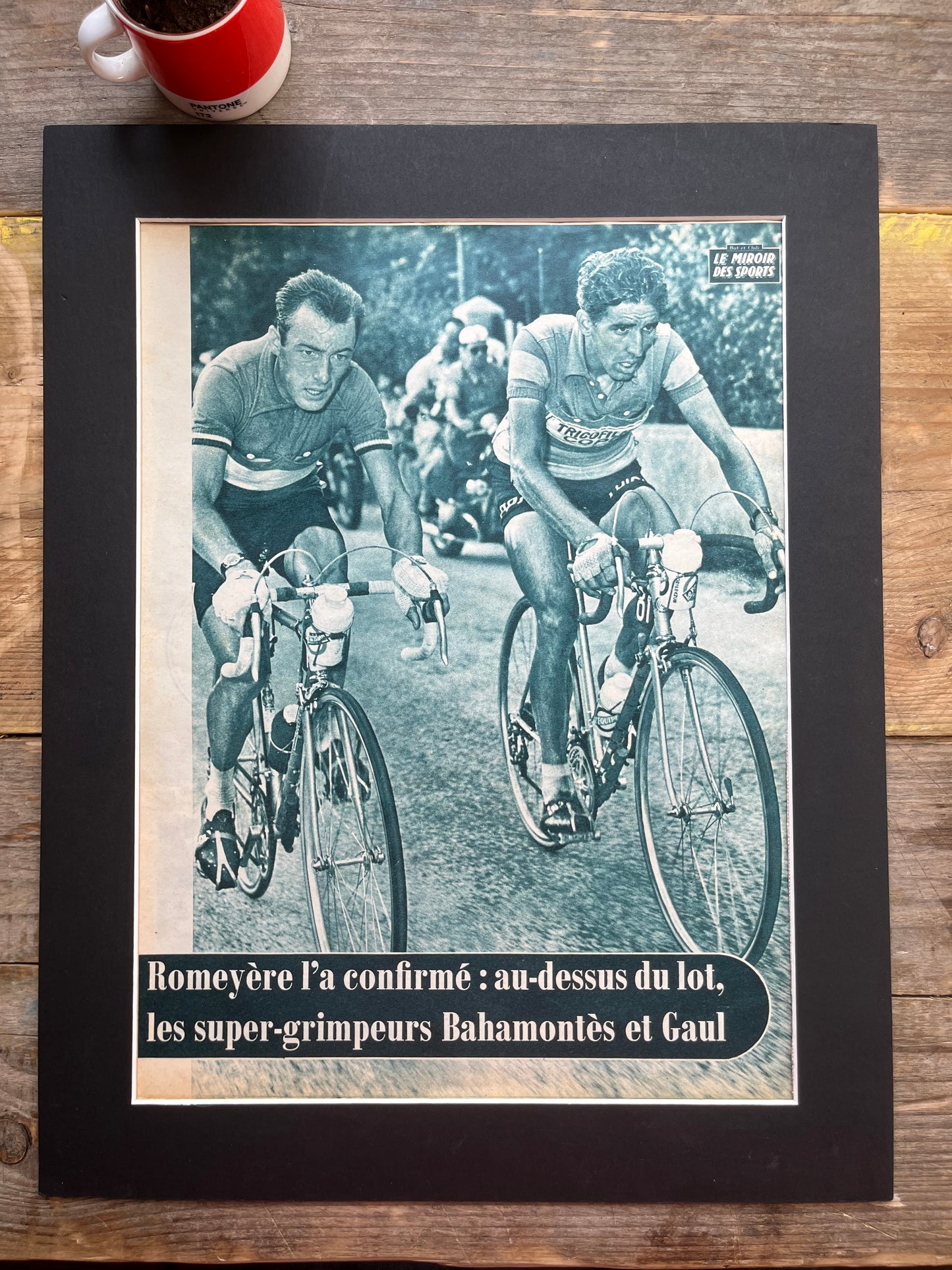 Vintage cycling print Tour de france  Charly Gaul Federico Bahamontes 1959