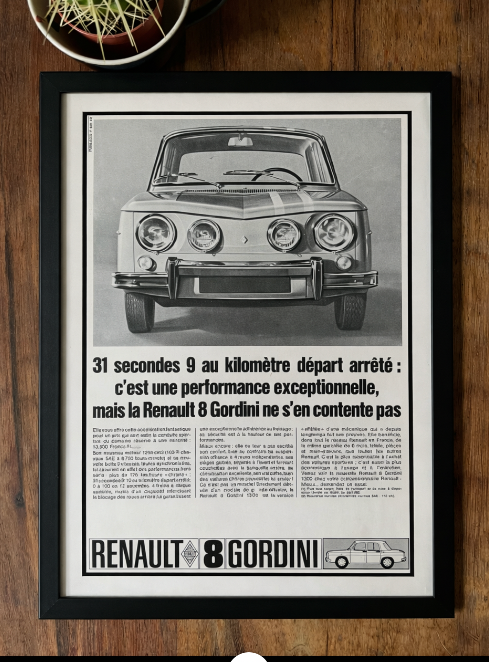 Vintage Renault 8 Gordini 1966 advertisement