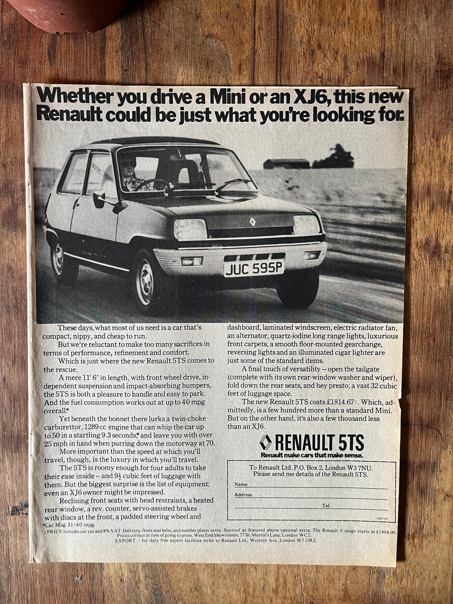 Vintage Renault 5 advertisement 1974