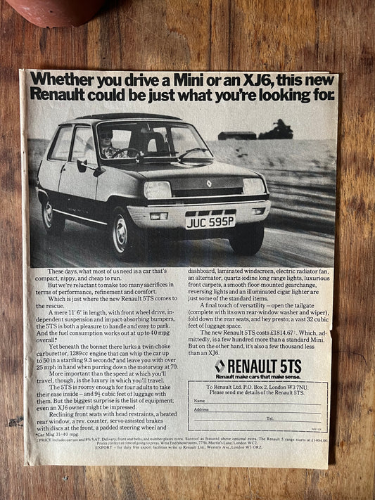 Vintage Renault 5 advertisement 1974